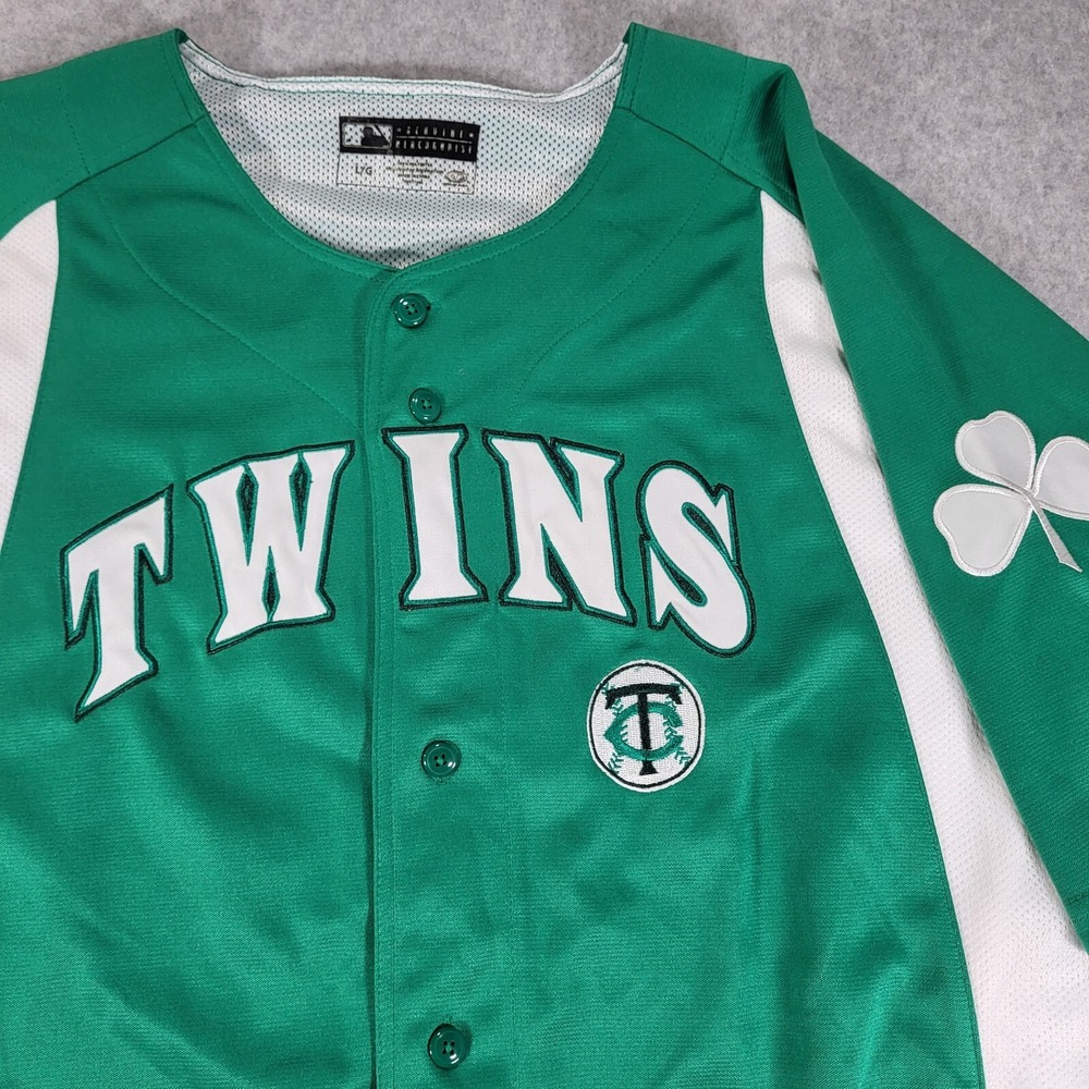 Minnesota Twins Green White St Patricks Day Blank Jersey True Fan Mens Large